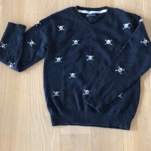Gap kids navy blue skeleton sweater sz L (10)
